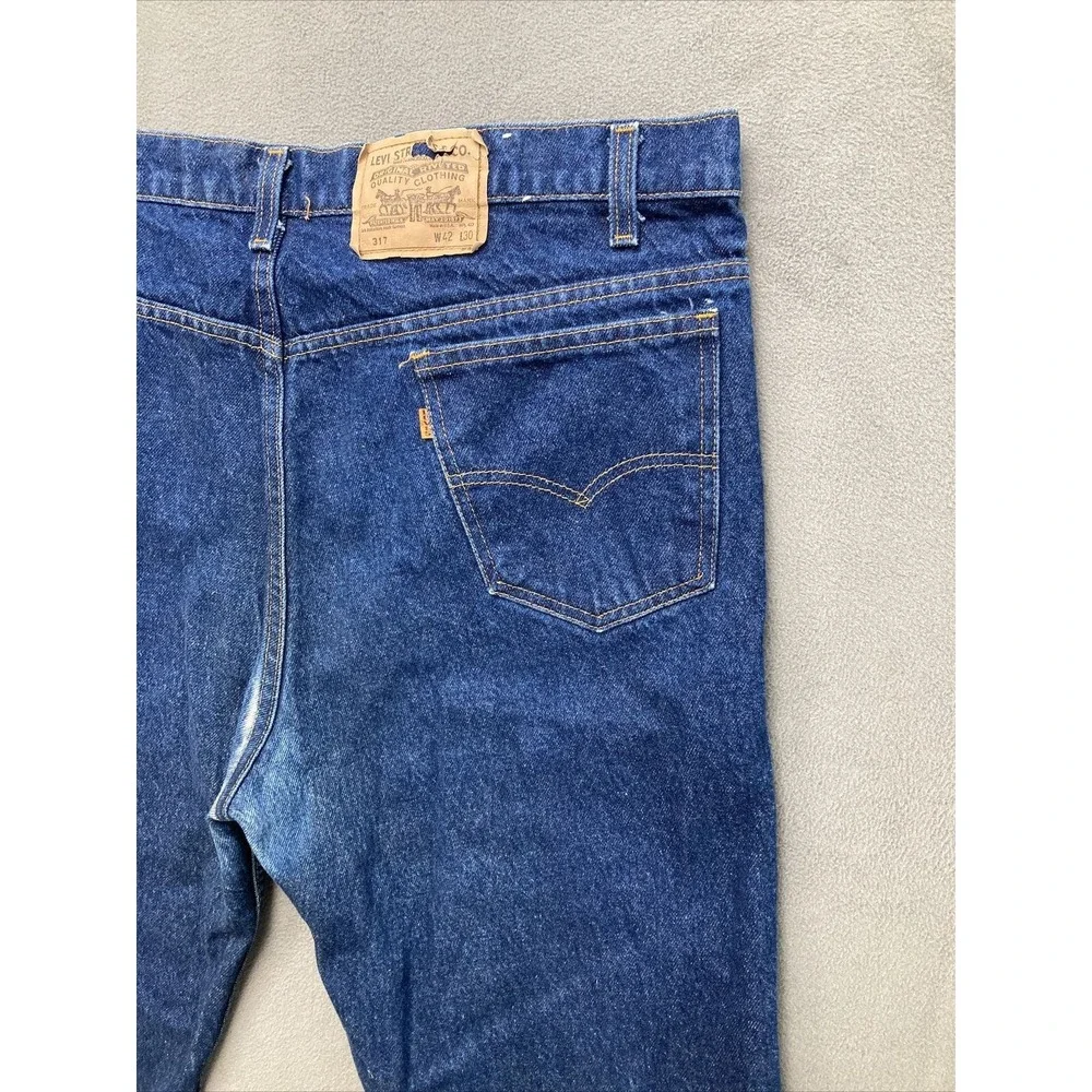 VTG LEVI 317 Bootcut Jeans Mens Size 42x30 Orange Tab Made in USA (Actual 40x29)